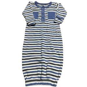 L'ovedbaby Organic gown striped pattern fuctional four snap chest panel 0-3 mth